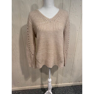 John + Jenn 100% Acrylic Beige Sweater, Size S